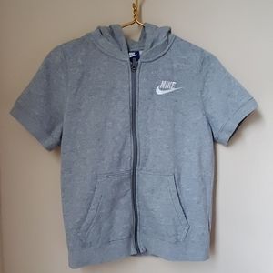 Women's nike short sleeve hooded sweatshirt L gray